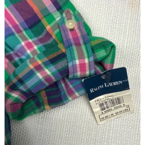 NWT RALPH LAUREN FLANNEL PEPLUM SHIRT, SIZE 6 - Picture 3 of 4